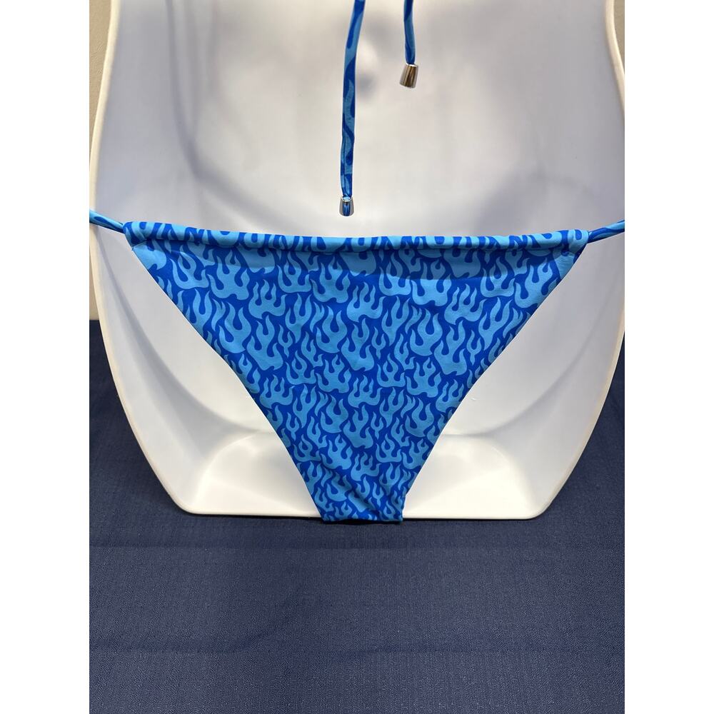 Blue halter strings two piece swimsuit women’s size small strap tie new - Picture 6 of 10